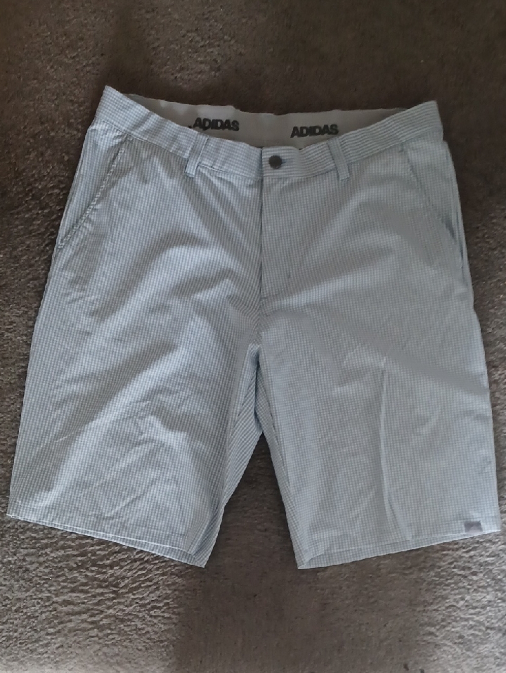 adidas Men’s Light Blue Seersucker Flat Front Shorts